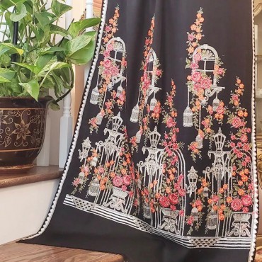 Black Other Printed Shawl